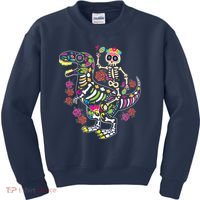 Dia De Los Muertos Skeleton Riding Dinosaur Kids Sweatshirt thumb 0