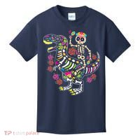 Dia De Los Muertos Skeleton Riding Dinosaur Kids T-Shirt thumb 0