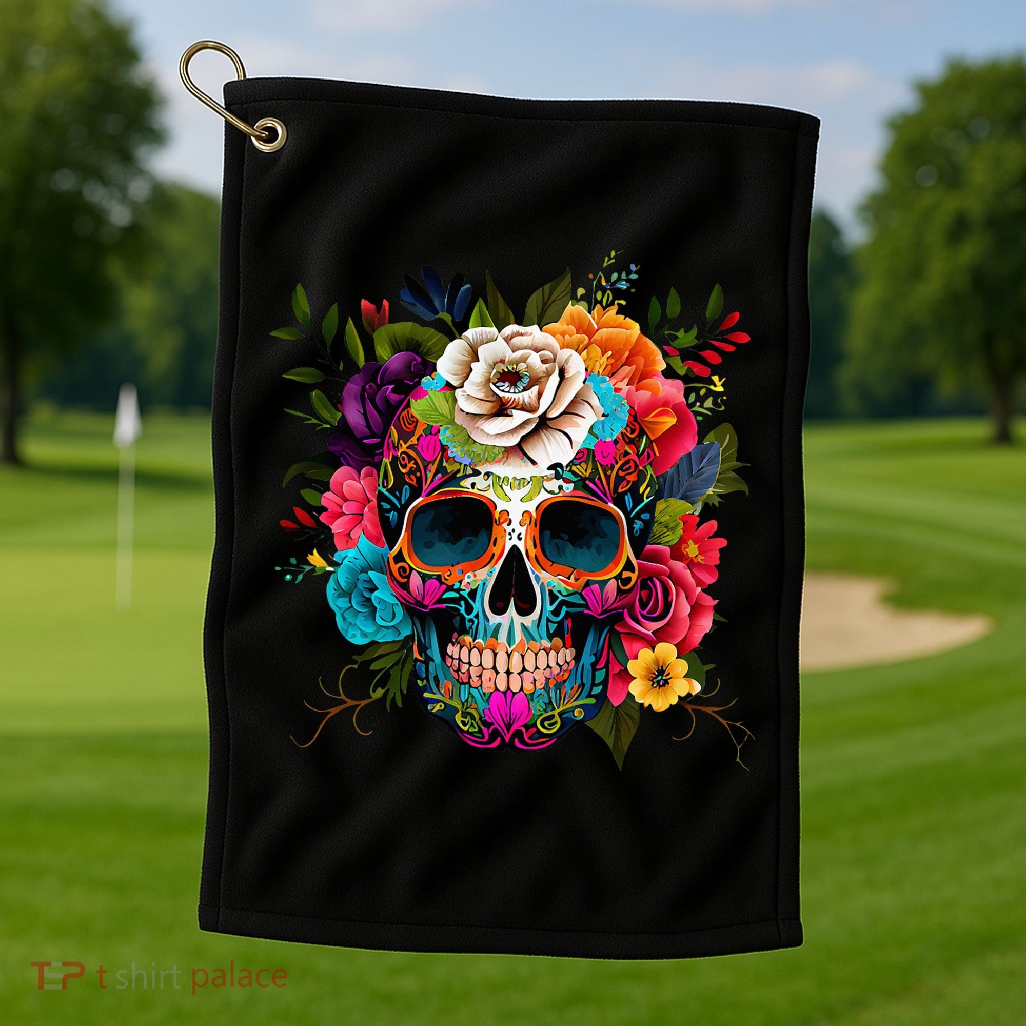 Dia De Los Muertos Costume Day Of Dead Sugar Skull Golf Towel