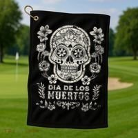 Dia De Los Muertos Mexico Sugar Skull Golf Towel thumb 1