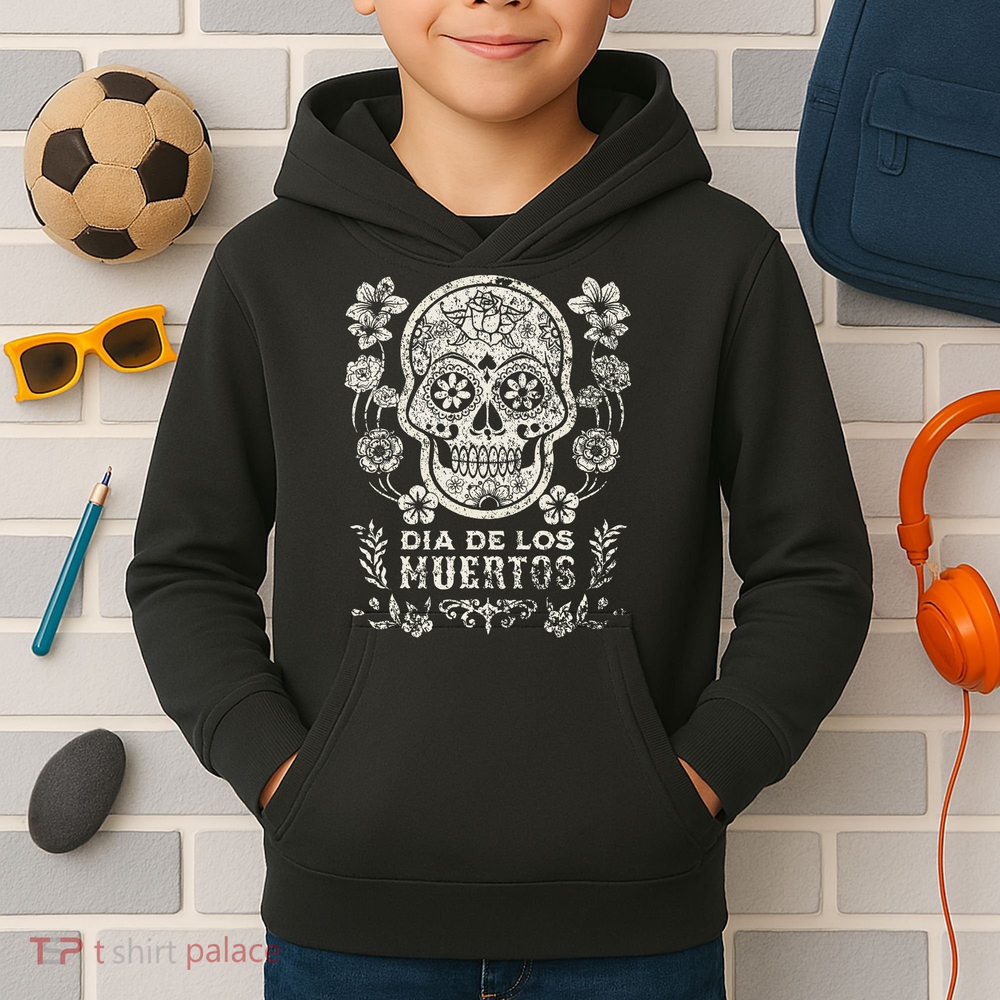 Dia De Los Muertos Mexico Sugar Skull Kids Hoodie
