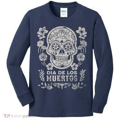 Dia De Los Muertos Mexico Sugar Skull Kids Long Sleeve Shirt