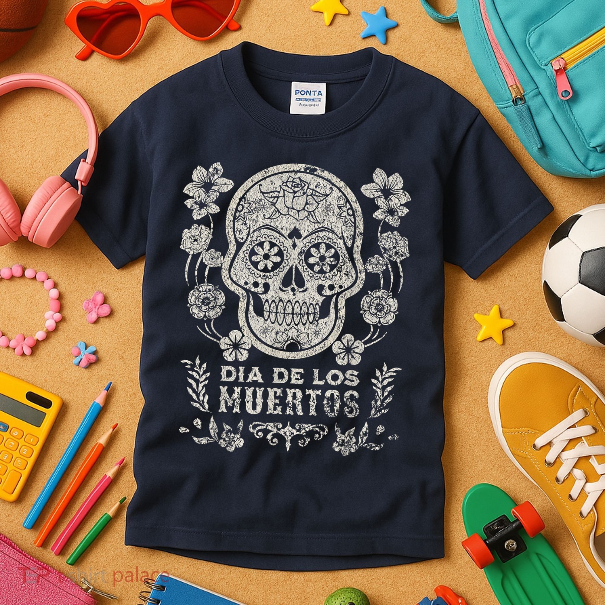 Dia De Los Muertos Mexico Sugar Skull Kids T-Shirt