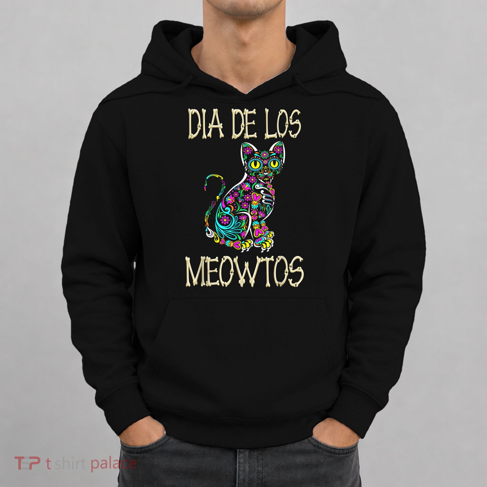 Dia De Los Meowtos Cat Muertos Day Of The Dead Cat Hoodie