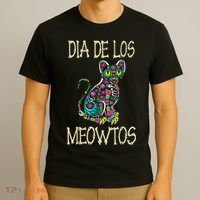 Dia De Los Meowtos Cat Muertos Day Of The Dead Cat T-Shirt thumb 3