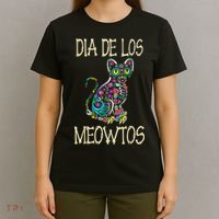 Dia De Los Meowtos Cat Muertos Day Of The Dead Cat T-Shirt thumb 4