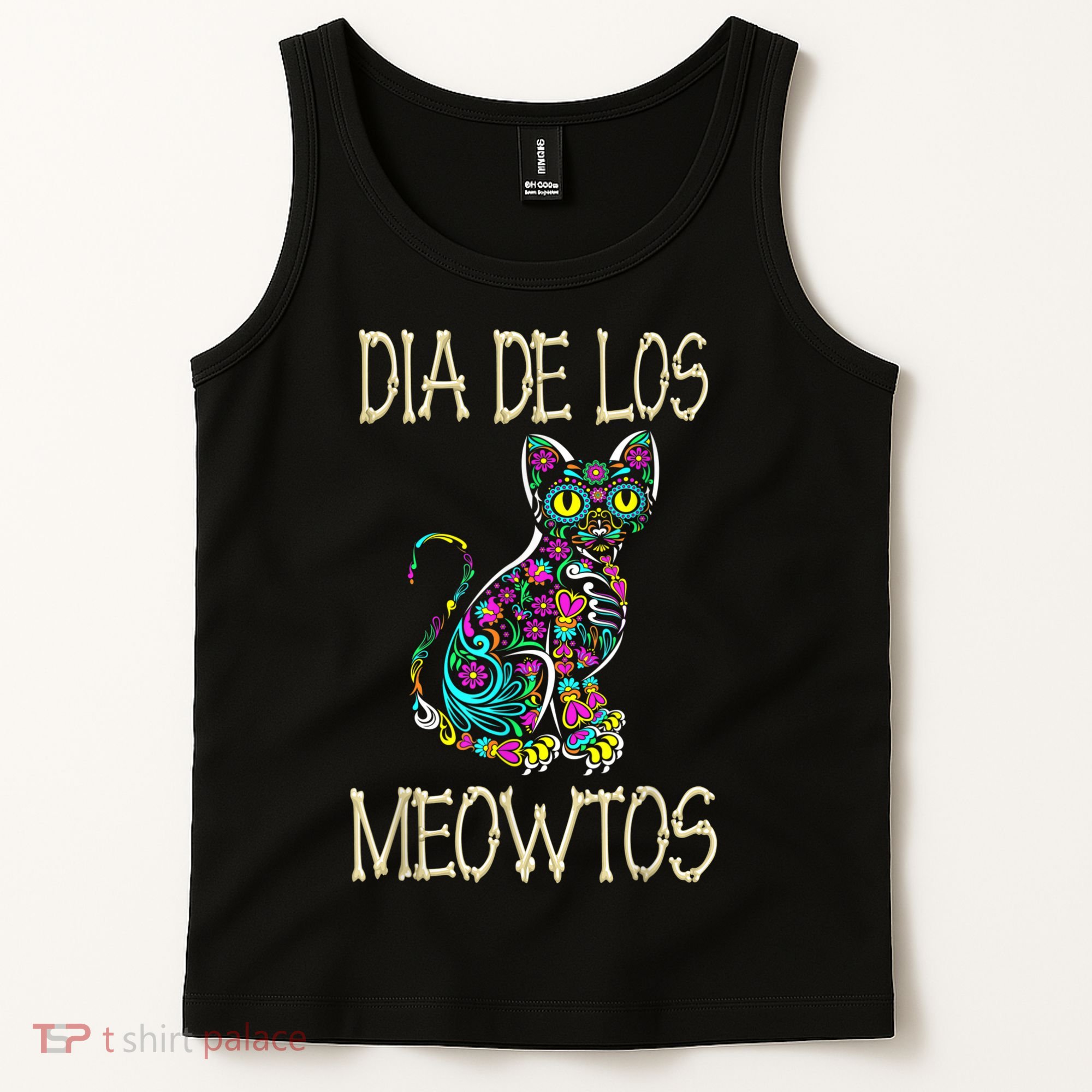 Dia De Los Meowtos Cat Muertos Day Of The Dead Cat Tank Top