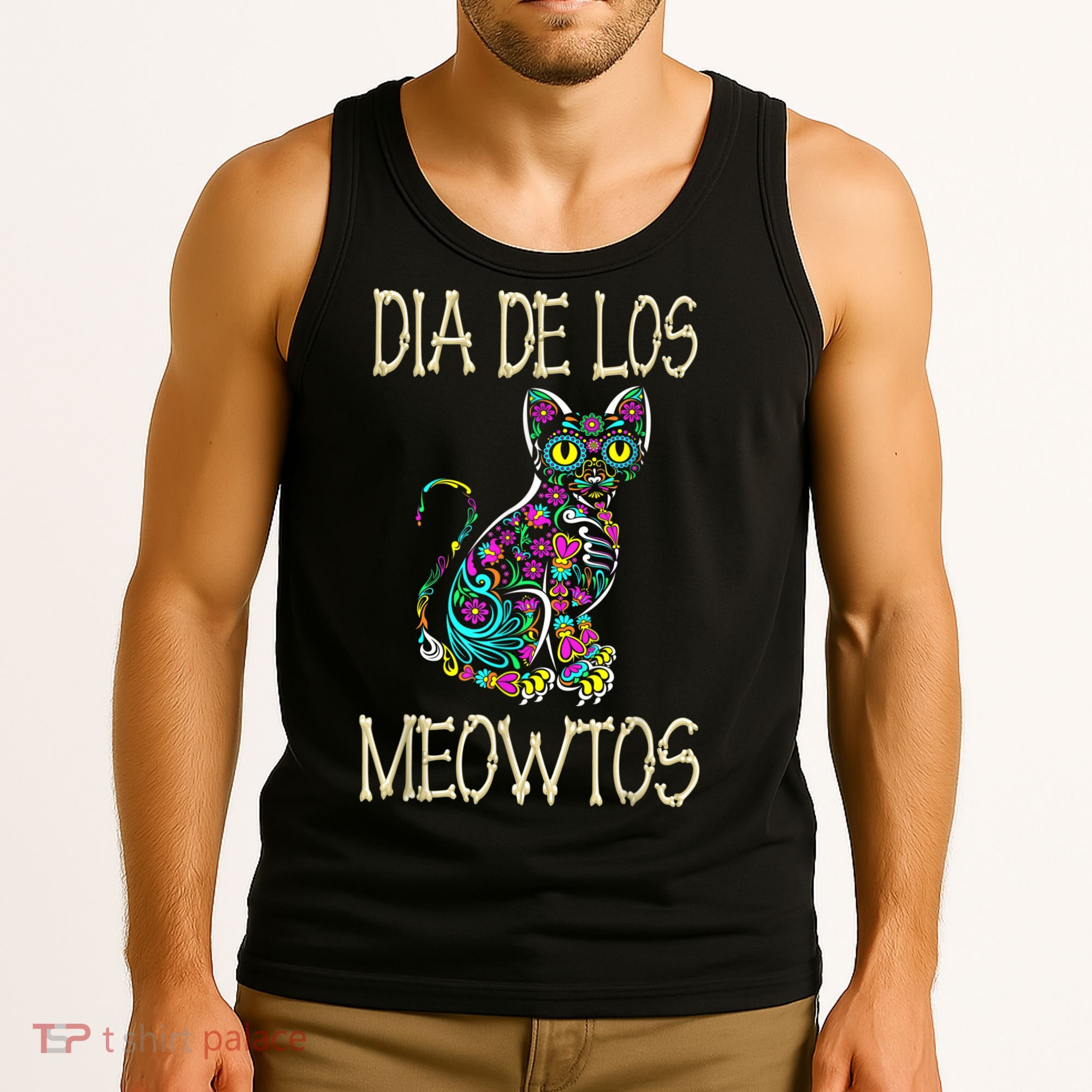 Dia De Los Meowtos Cat Muertos Day Of The Dead Cat Tank Top