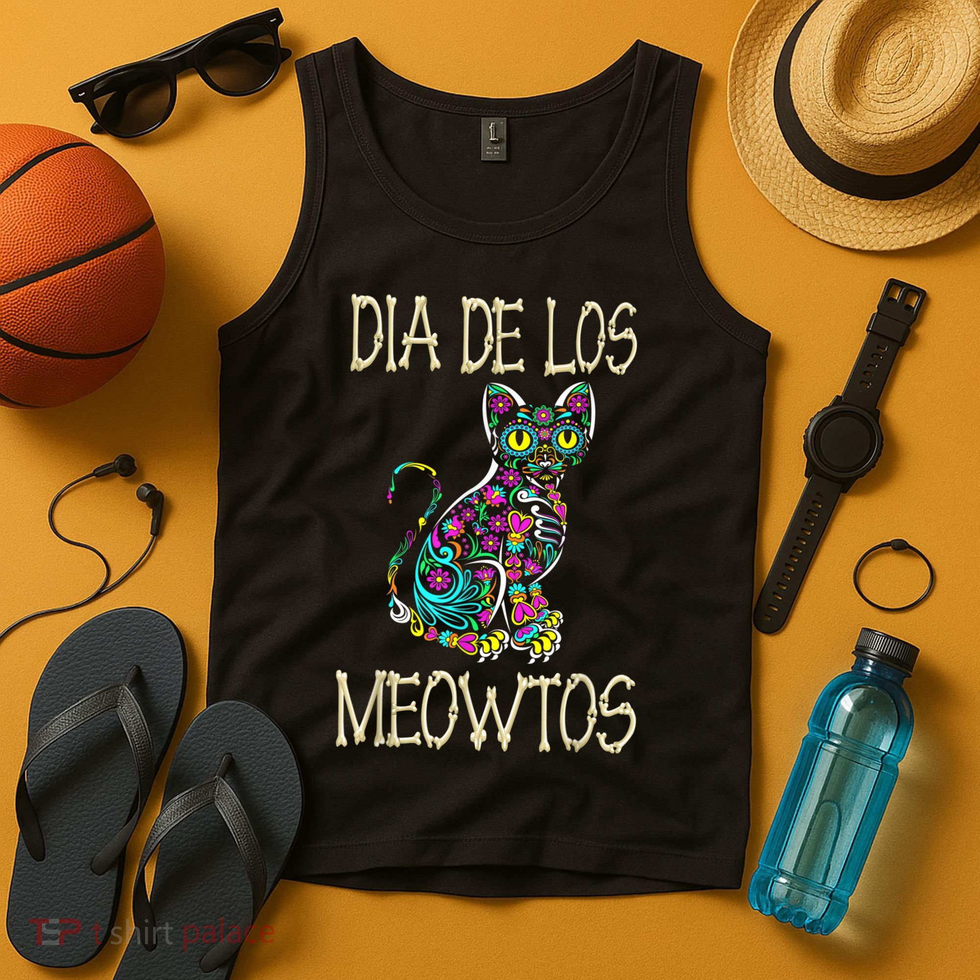 Dia De Los Meowtos Cat Muertos Day Of The Dead Cat Tank Top