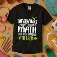 Dinosaurs DidnT Learn Math Look What Dinosaur Math Joke Kids T-Shirt thumb 3