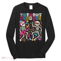 Dia De Los Muertos Day Of The Dead Mexican Skeleton Dancing Long Sleeve Shirt thumb 0