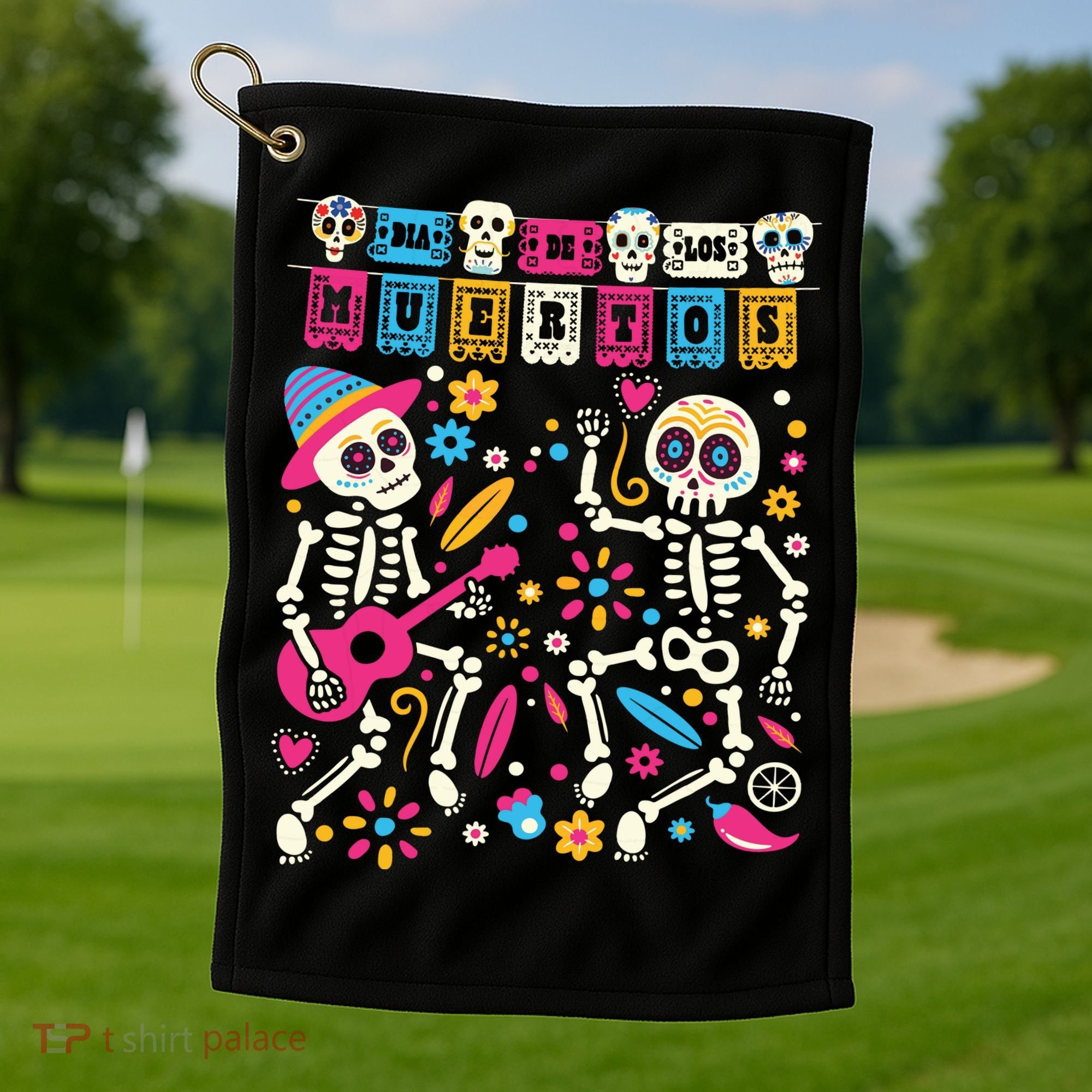 Dia De Los Muertos Day Of The Dead Mexican Skeleton Dancing Golf Towel