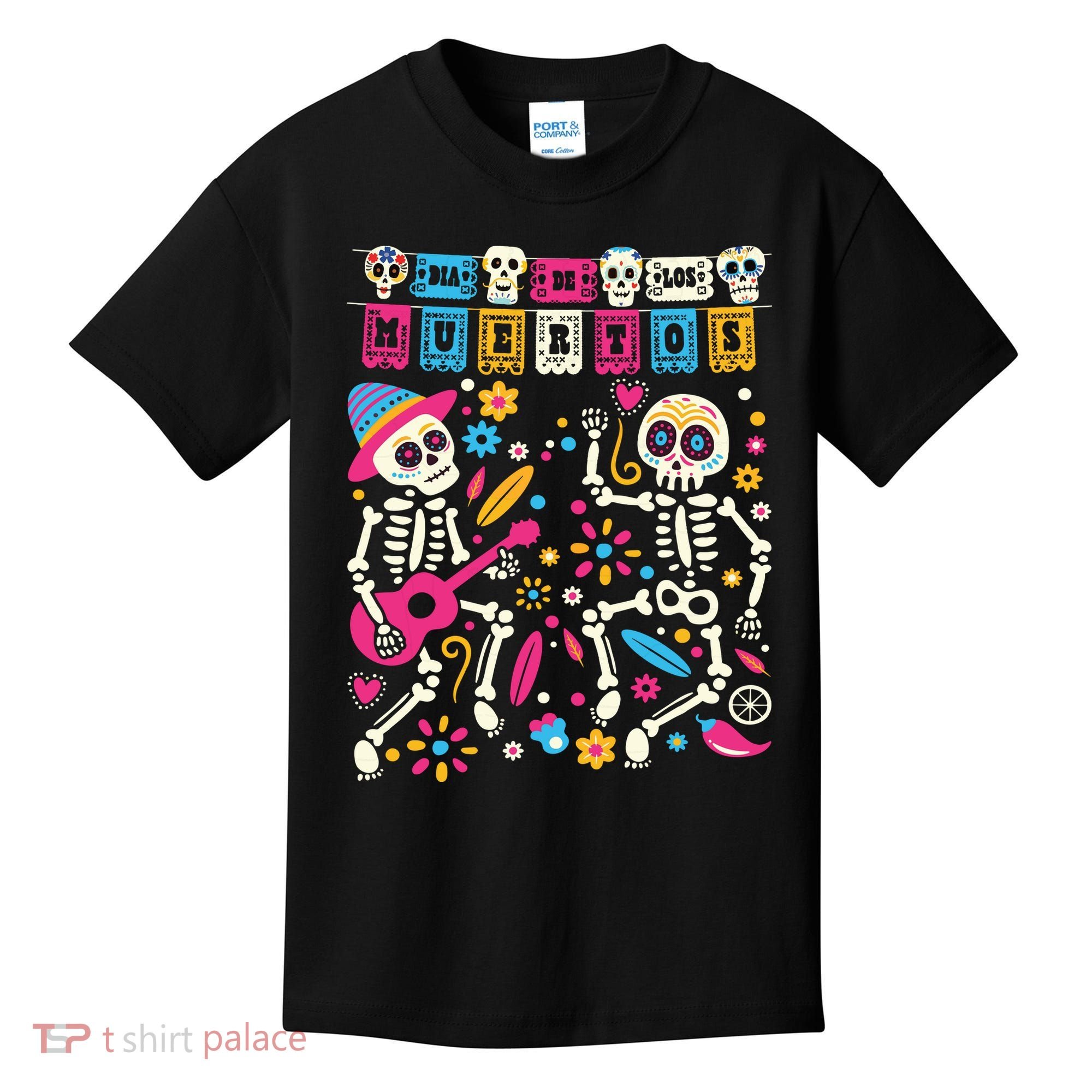 Dia De Los Muertos Day Of The Dead Mexican Skeleton Dancing Kids T-Shirt