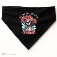 Dia De Los Muertos Floral Woman USA-Made Doggie Bandana thumb 0