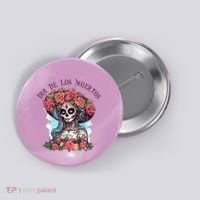 Dia De Los Muertos Floral Woman Button thumb 0