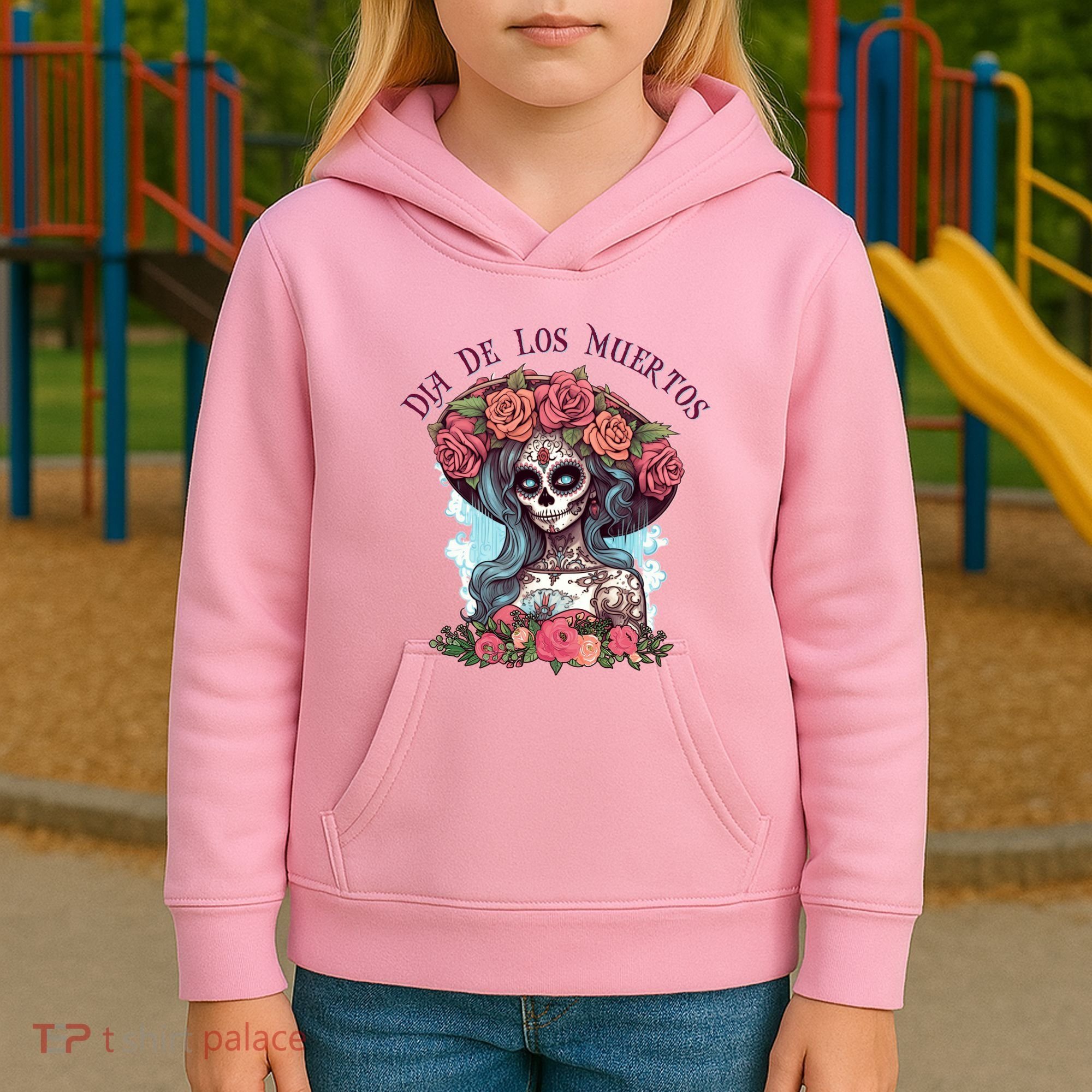 Dia De Los Muertos Floral Woman Kids Hoodie