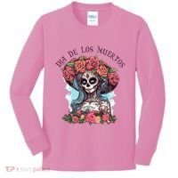 Dia De Los Muertos Floral Woman Kids Long Sleeve Shirt thumb 0