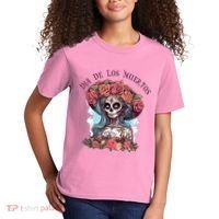 Dia De Los Muertos Floral Woman Kids T-Shirt thumb 2