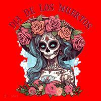 Dia De Los Muertos Floral Woman Santa Hat thumb 1