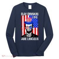 Day Drinkin Like Abe Lincoln USA Flag Merica Funny 4th Of July Long Sleeve Shirt thumb 0