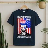 Day Drinkin Like Abe Lincoln USA Flag Merica Funny 4th Of July T-Shirt thumb 2