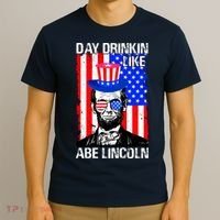 Day Drinkin Like Abe Lincoln USA Flag Merica Funny 4th Of July T-Shirt thumb 3