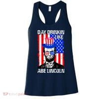 Day Drinkin Like Abe Lincoln USA Flag Merica Funny 4th Of July Women's Tank Top thumb 0
