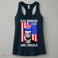 Day Drinkin Like Abe Lincoln USA Flag Merica Funny 4th Of July Women's Tank Top thumb 3