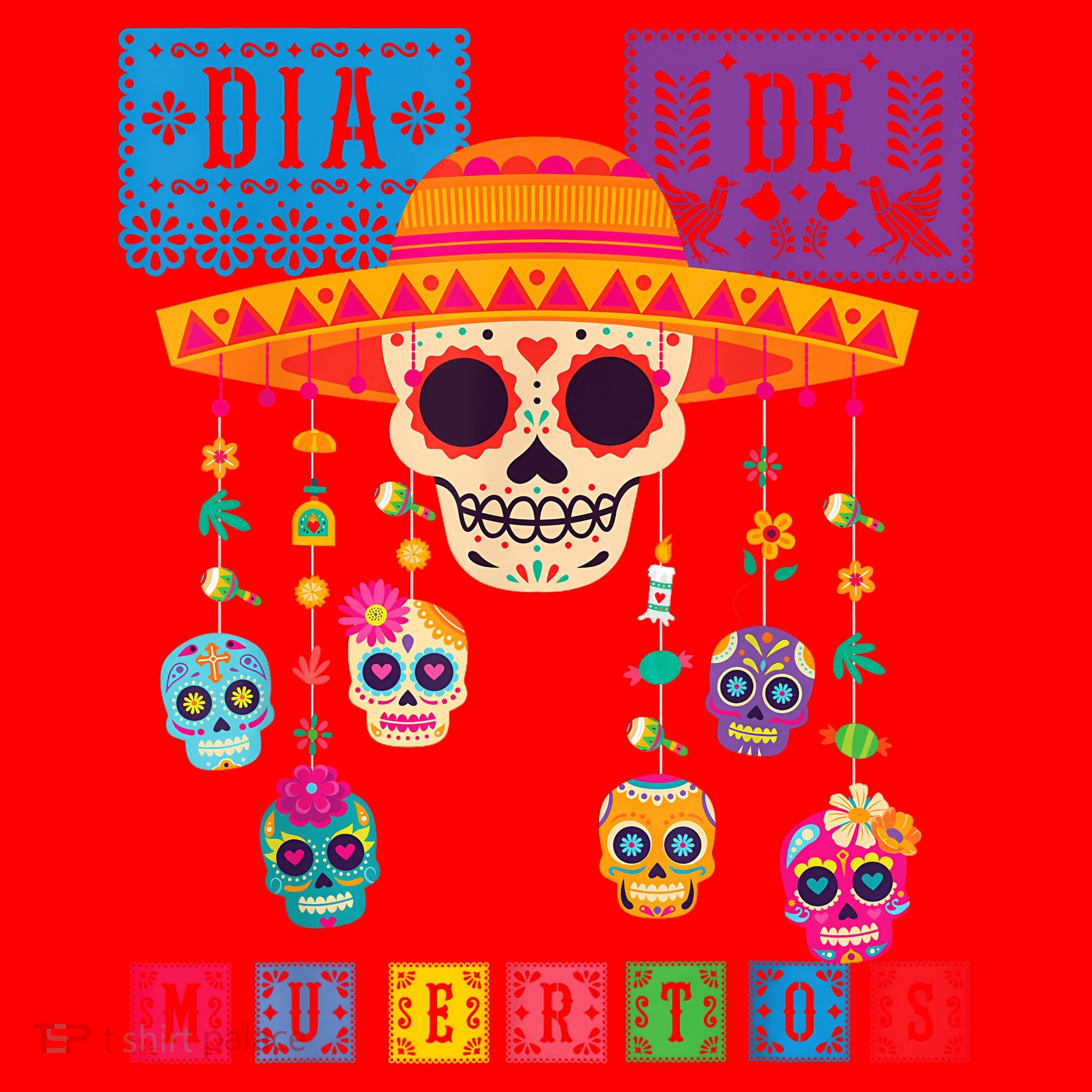 Dia De Los Muertos Day Of The Dead Sugar Skull Halloween Santa Hat
