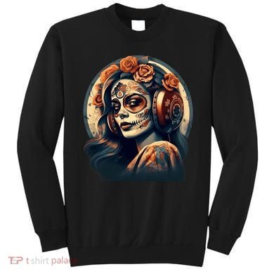 Dia De Los Muertos Calavera Retro Bomber Pinup Sugar Skull Sweatshirt