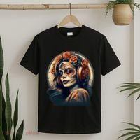 Dia De Los Muertos Calavera Retro Bomber Pinup Sugar Skull T-Shirt thumb 2
