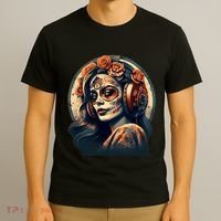 Dia De Los Muertos Calavera Retro Bomber Pinup Sugar Skull T-Shirt thumb 3