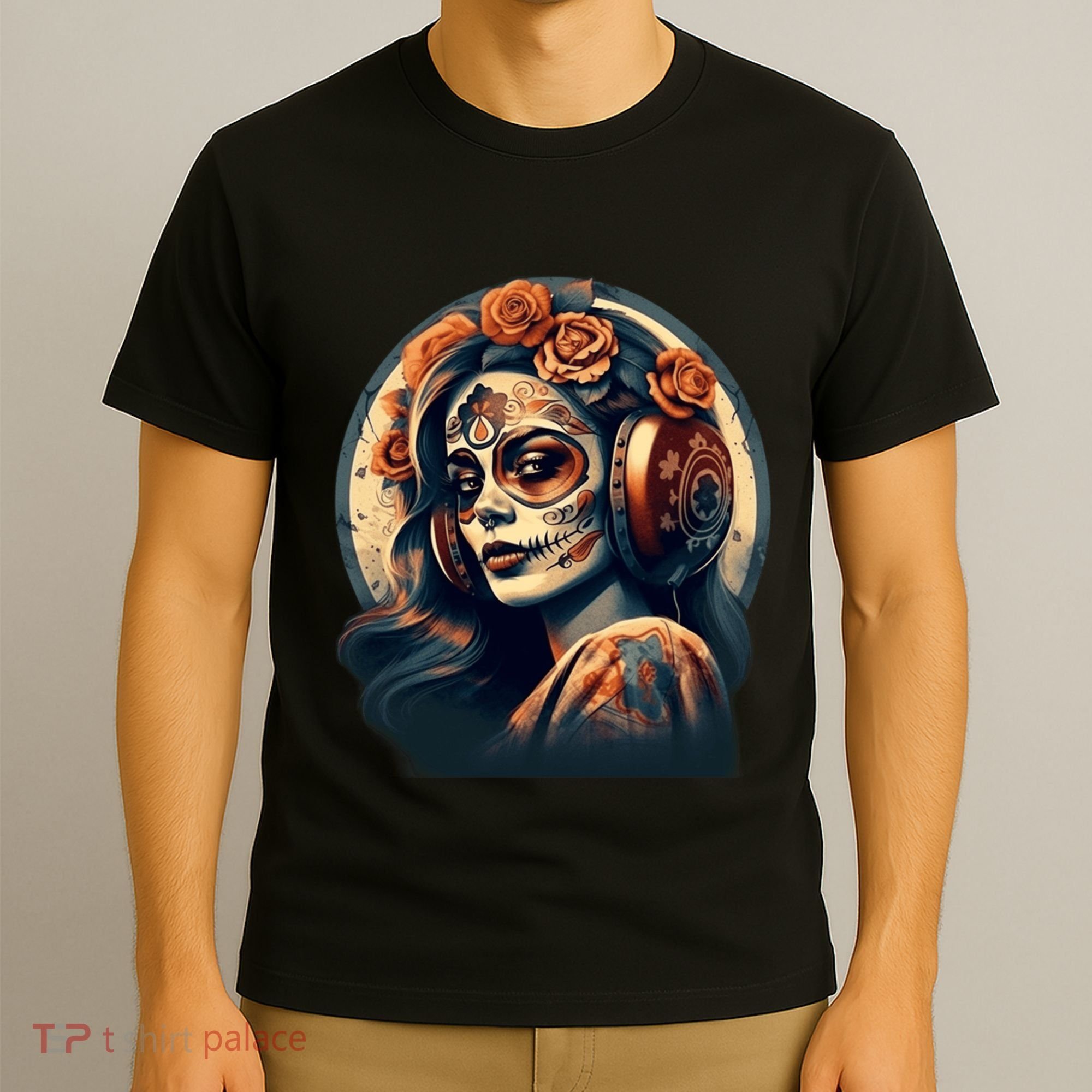 Dia De Los Muertos Calavera Retro Bomber Pinup Sugar Skull T-Shirt