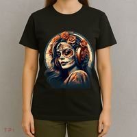 Dia De Los Muertos Calavera Retro Bomber Pinup Sugar Skull T-Shirt thumb 4