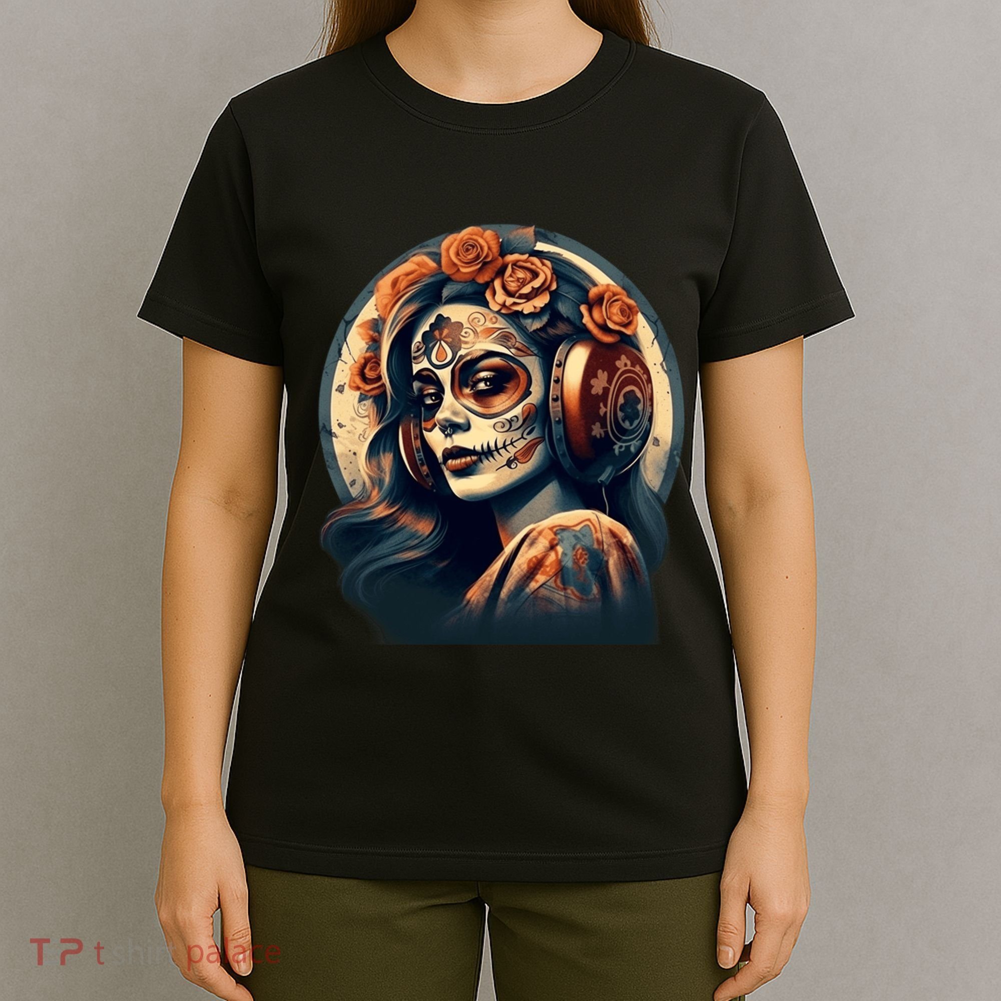 Dia De Los Muertos Calavera Retro Bomber Pinup Sugar Skull T-Shirt