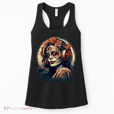 Dia De Los Muertos Calavera Retro Bomber Pinup Sugar Skull Women's Tank Top