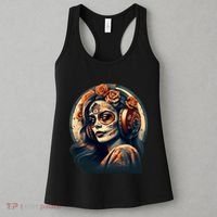 Dia De Los Muertos Calavera Retro Bomber Pinup Sugar Skull Women's Tank Top thumb 3