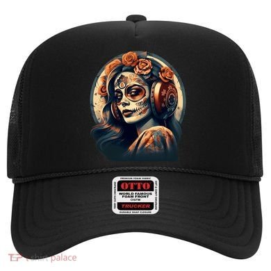 Dia De Los Muertos Calavera Retro Bomber Pinup Sugar Skull Hat