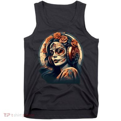 Dia De Los Muertos Calavera Retro Bomber Pinup Sugar Skull Tank Top