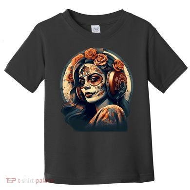 Dia De Los Muertos Calavera Retro Bomber Pinup Sugar Skull Toddler T-Shirt