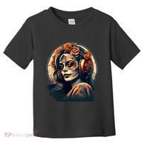 Dia De Los Muertos Calavera Retro Bomber Pinup Sugar Skull Toddler T-Shirt thumb 0