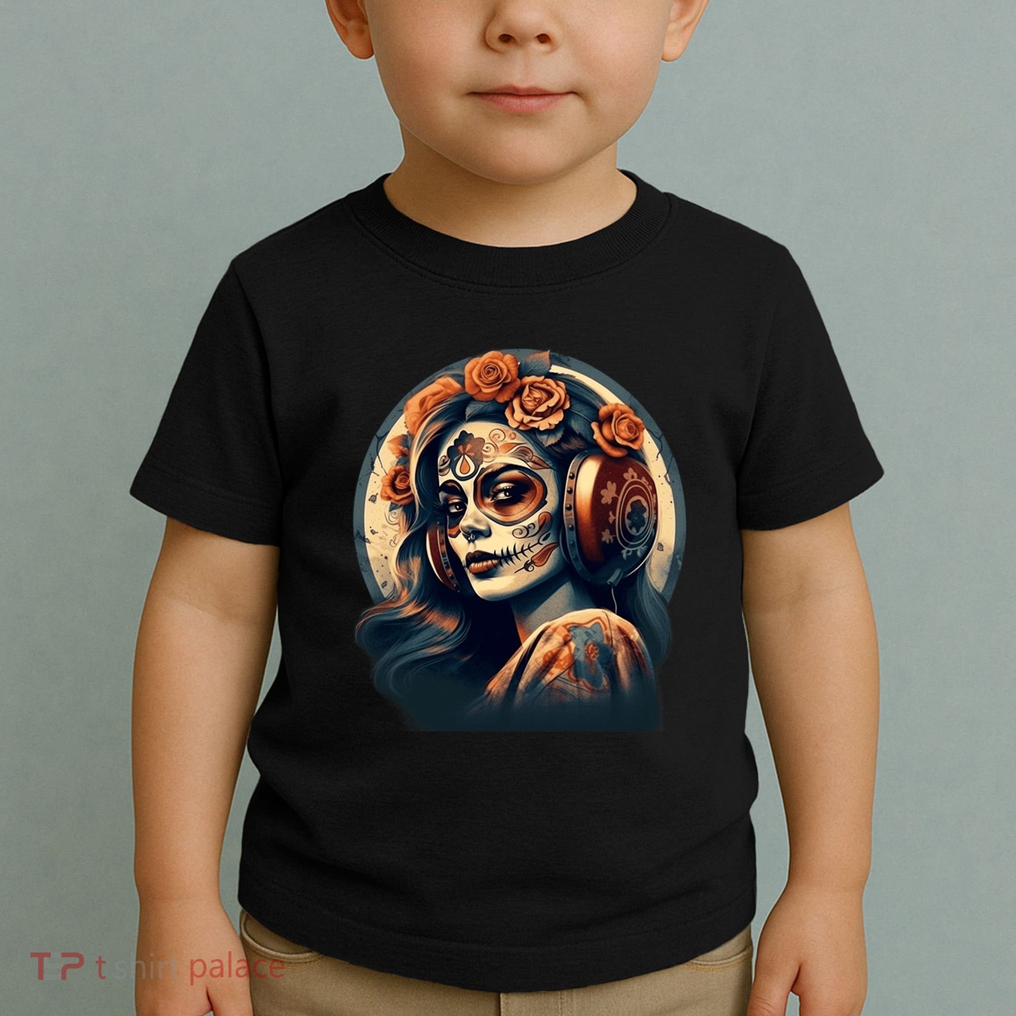 Dia De Los Muertos Calavera Retro Bomber Pinup Sugar Skull Toddler T-Shirt