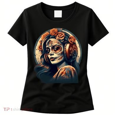 Dia De Los Muertos Calavera Retro Bomber Pinup Sugar Skull Women's T-Shirt