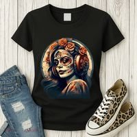 Dia De Los Muertos Calavera Retro Bomber Pinup Sugar Skull Women's T-Shirt thumb 3