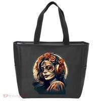 Dia De Los Muertos Calavera Retro Bomber Pinup Sugar Skull Tote Bag thumb 0