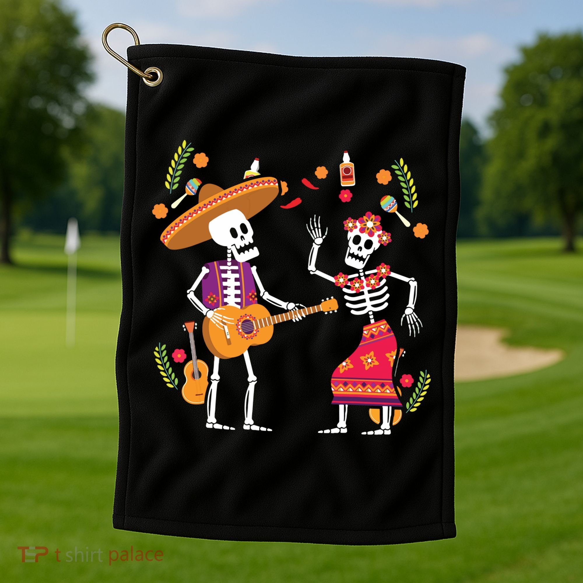 Dia De Los Muertos Skeleton Dancing Funny Day Dead Golf Towel