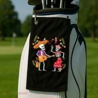Dia De Los Muertos Skeleton Dancing Funny Day Dead Golf Towel thumb 2