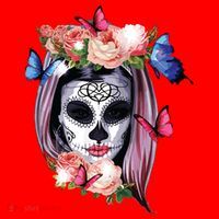 Dia De Los Muertos Sugar Skull Catrina Day Of The Dead Santa Hat thumb 1