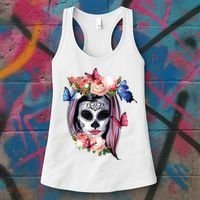 Dia De Los Muertos Sugar Skull Catrina Day Of The Dead Women's Tank Top thumb 3