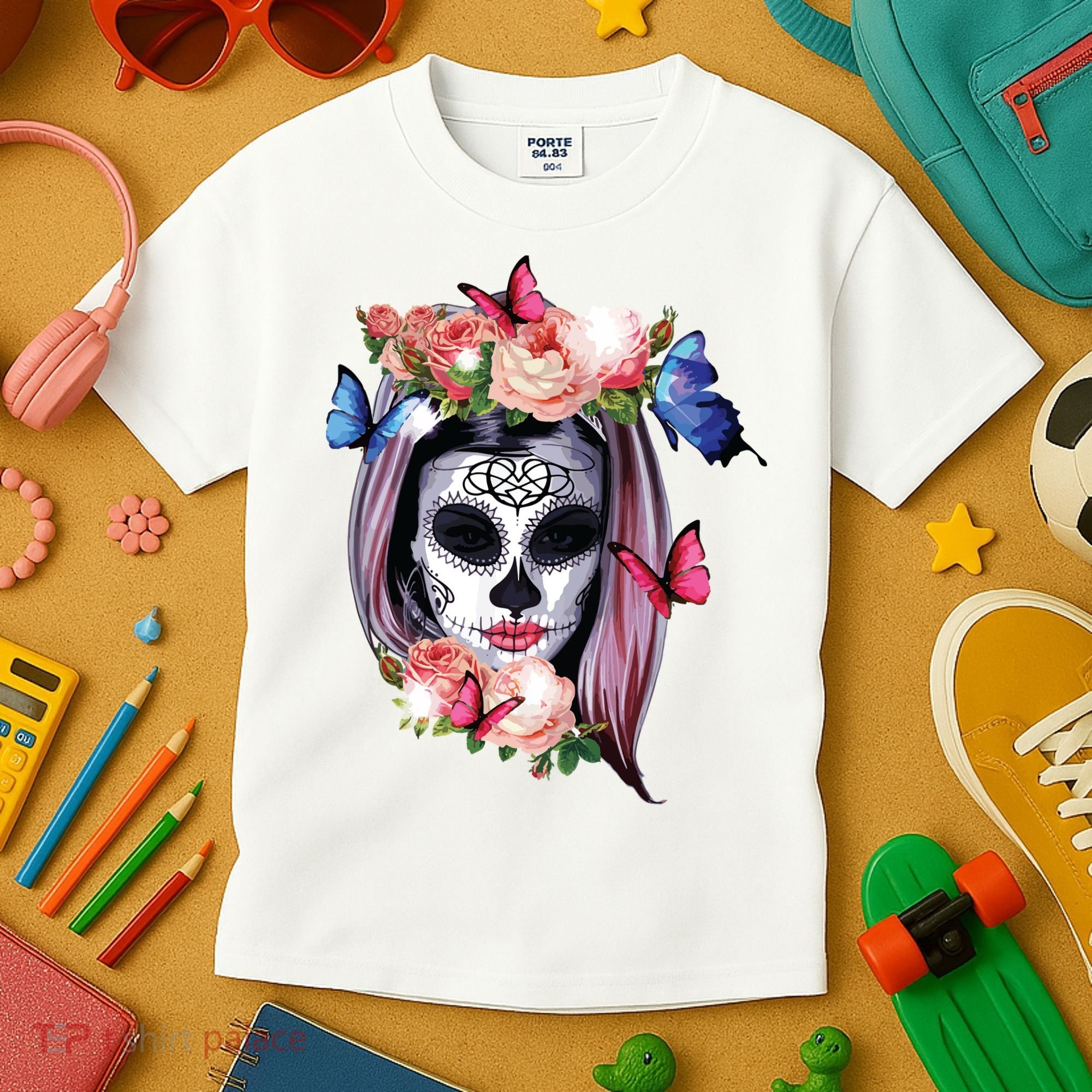 Dia De Los Muertos Sugar Skull Catrina Day Of The Dead Kids T-Shirt